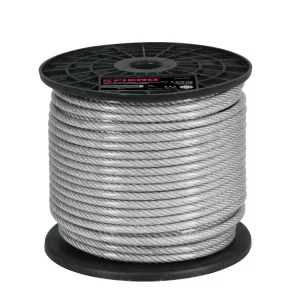 Metro de cable rígido 1/4' acero 7x7 recubierto PVC, 75 m 44218 CAB-1/4RX