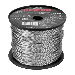 Metro de cable flexible 1/8' de acero 7x19 hilos, 75 m 44211 CAB-1/8F