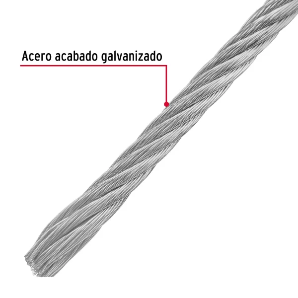 Metro de cable flexible 1/8' de acero 7x19 hilos, 75 m 44211 CAB-1/8F - Image 2