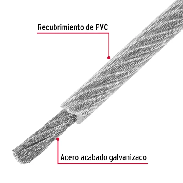 Metro cable flexible 1/8' acero 7x19 recubierto PVC, 75 m 44225 CAB-1/8FX - Image 3