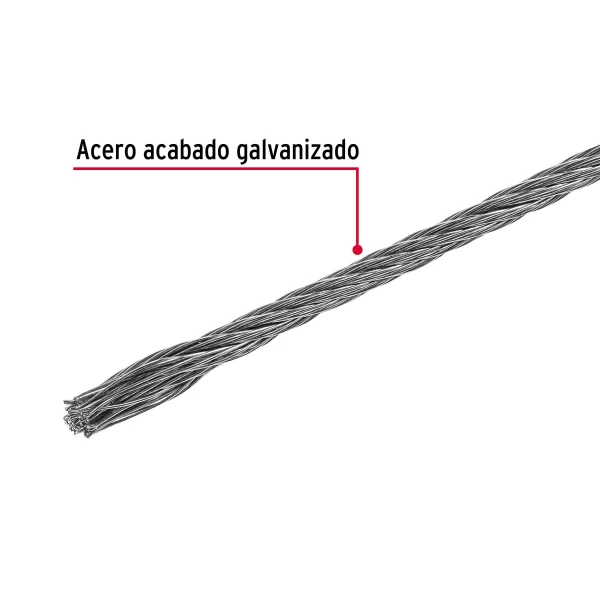 Metro de cable rígido 1/8' de acero 7x7 hilos, 75 m, FIERO 44205 CAB-1/8R - Image 3
