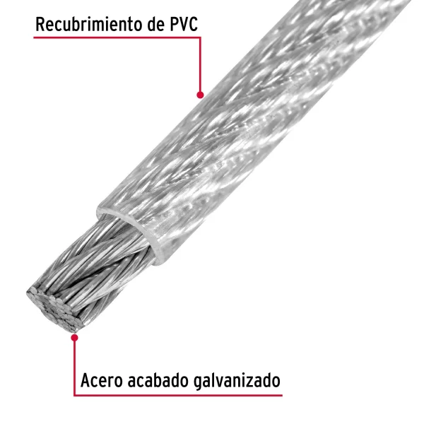 Metro de cable rígido 1/8' acero 7x7 recubierto PVC, 75 m 44219 CAB-1/8RX - Image 3