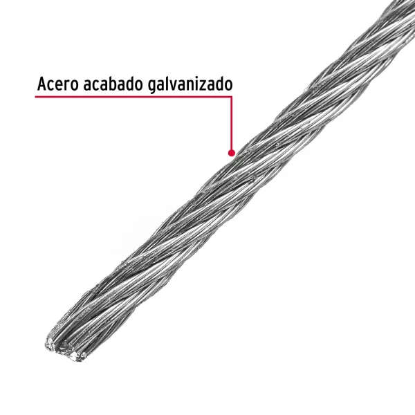 Metro de cable rígido 3/32' de acero 7x7 hilos, 75 m, FIERO 44209 CAB-3/32R - Image 2