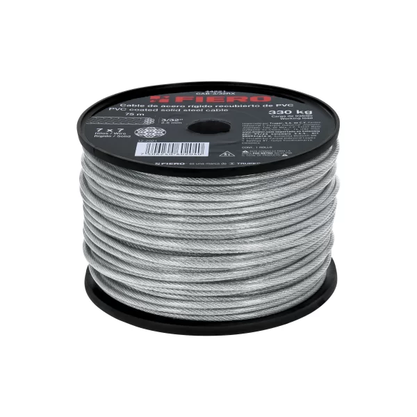 Metro de cable rígido 3/32' acero 7x7 recubierto PVC, 75 m 44221 CAB-3/32RX