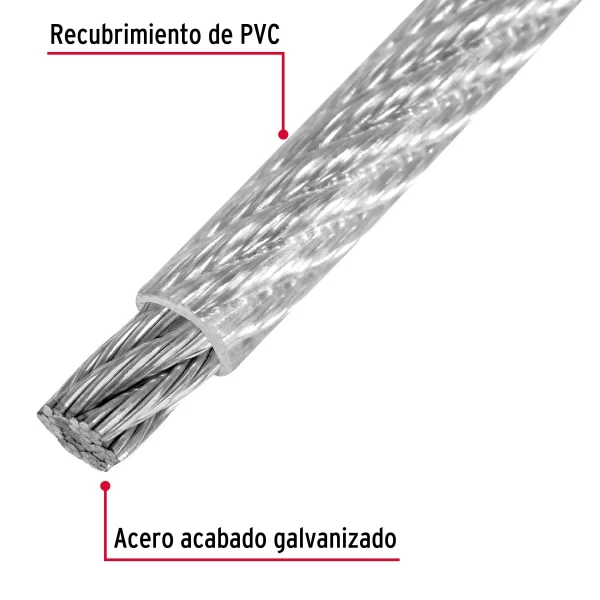 Metro de cable rígido 3/32' acero 7x7 recubierto PVC, 75 m 44221 CAB-3/32RX - Image 3